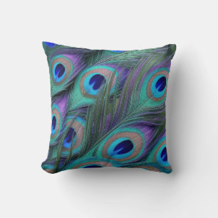 Peacock Feathers Throw Pillow