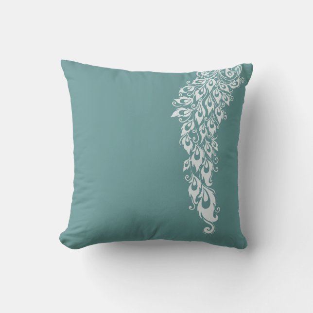 Peacock Feathers Throw Pillow (Front)