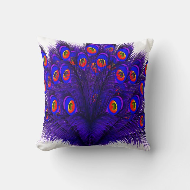Peacock Feathers Throw Pillow (Front)