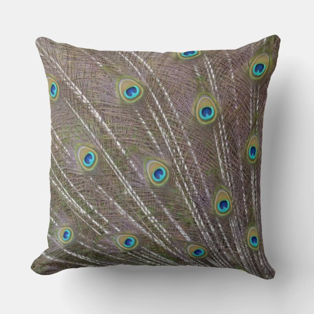 Peacock Feathers Throw Pillow (Front)