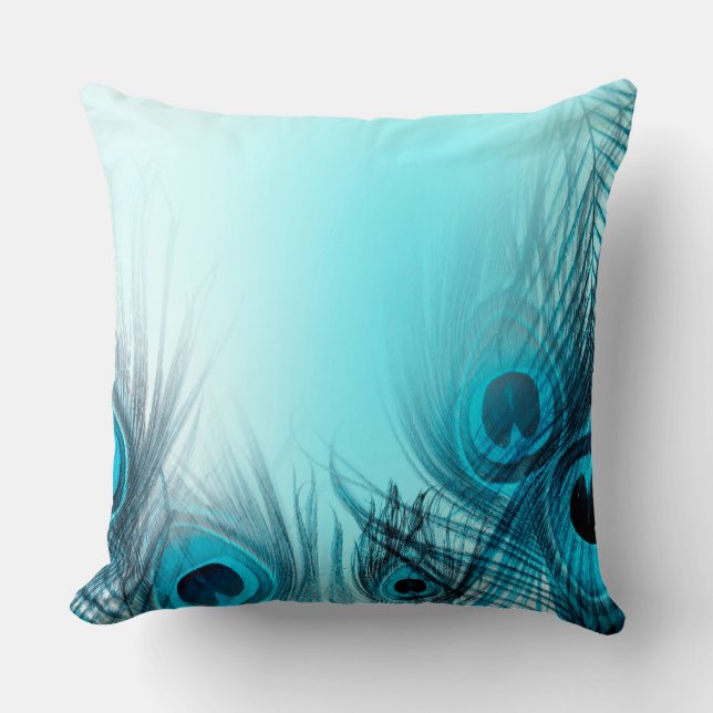 Peacock Feathers Throw Pillow (Front)