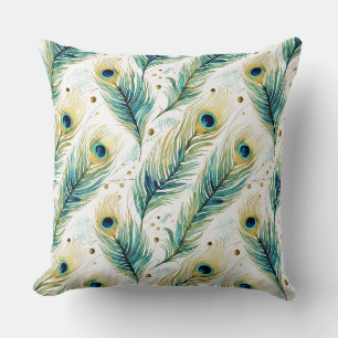 Peacock Feathers Throw Pillow