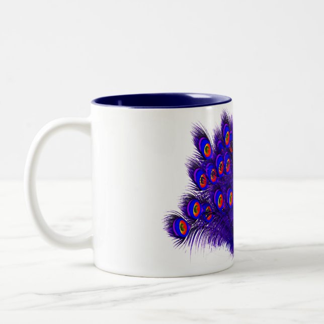 Peacock Feathers Two-Tone Coffee Mug (Left)