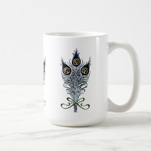 Peacock Feathers Vintage Art Nouveau Design Coffee Mug