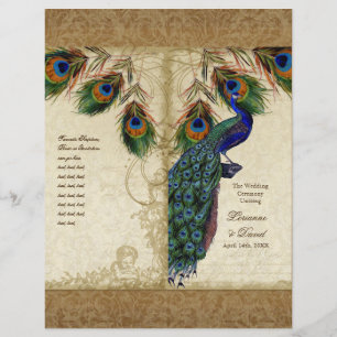 Peacock & Feathers Vintage Gold Look Damask Swirl