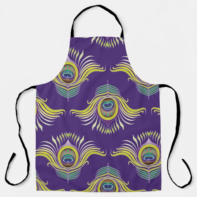 Peacock feathers: vintage seamless background. apron (Front)