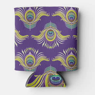 Peacock feathers: vintage seamless background. can cooler