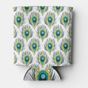 Peacock feathers: vintage seamless background. can cooler