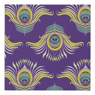 Peacock feathers: vintage seamless background. faux canvas print