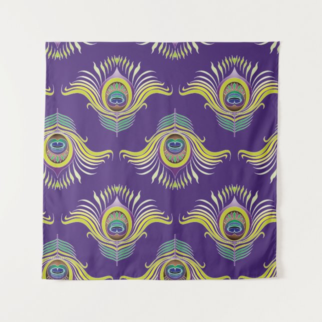 Peacock feathers: vintage seamless background. tapestry (Front)