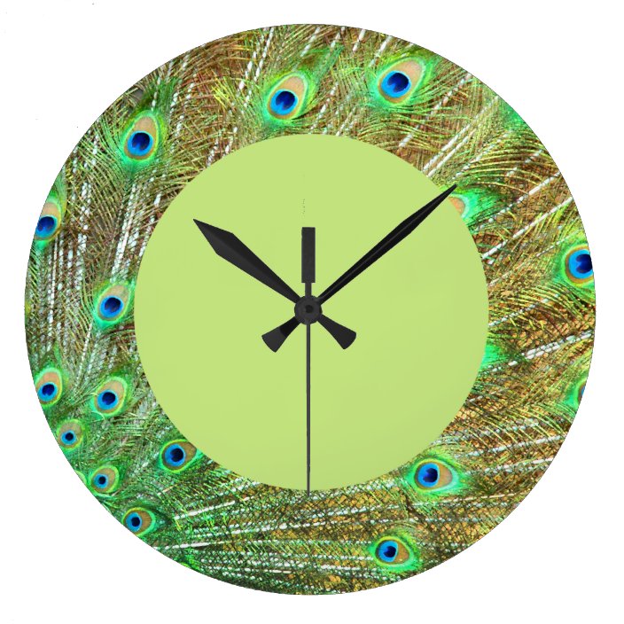 Peacock Feathers Wall Clock Zazzle