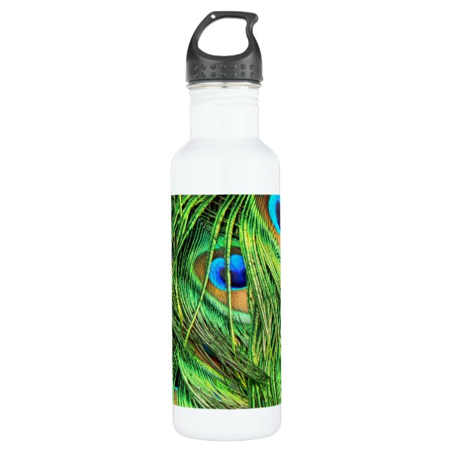 Peacock Feathers Water Bottle (Front)