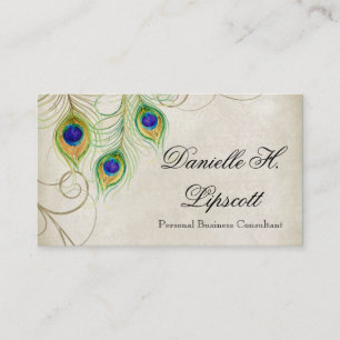 Peacock Feathers Wedding Design Professional Business Card