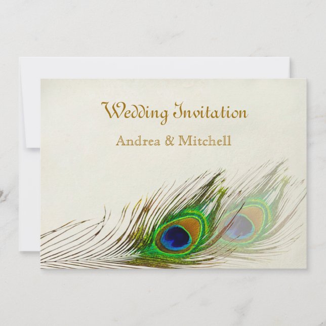 Peacock feathers Wedding Invitation (Front)
