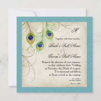 Peacock Feathers Wedding Invitation by AudreyJeanne at Zazzle