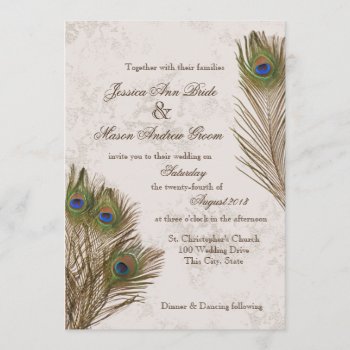 Peacock Feathers Wedding Invitation by weddinghut at Zazzle