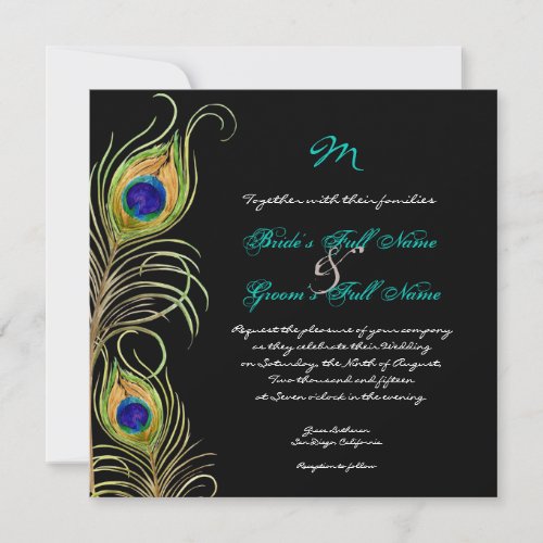 Peacock Feathers Wedding Invitation