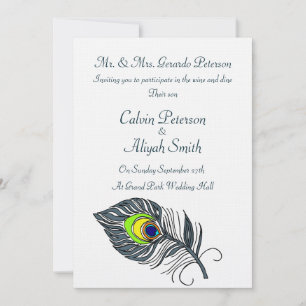 Peacock Feathers Wedding Invitation