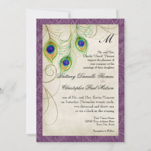 Peacock Feathers Wedding Invitation