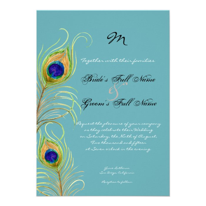 Peacock Feathers Wedding Invitation