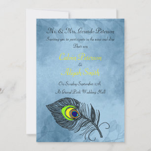 Peacock Feathers Wedding Invitation