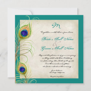 Peacock Feathers Wedding Invitation
