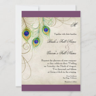 Peacock Feathers Wedding Invitation