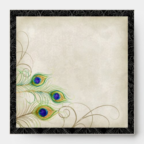 Peacock Feathers Wedding Invitation Envelope