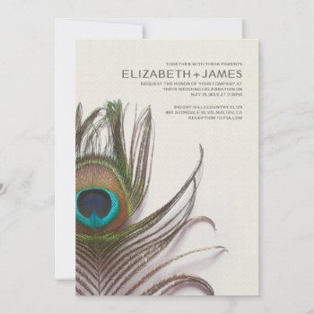 Peacock Feathers Wedding Invitations by topinvitations at Zazzle