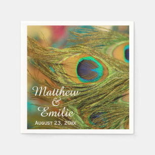 Peacock Feathers Wedding Napkins