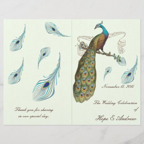 Peacock Feathers Wedding Program