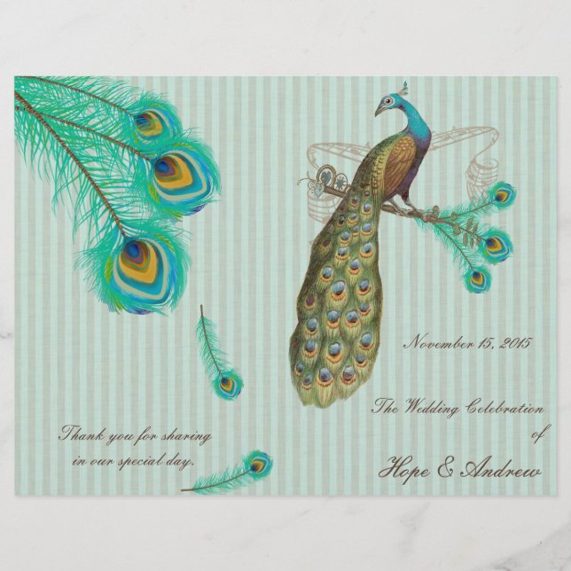 Peacock Feathers Wedding Program 2 (Front)