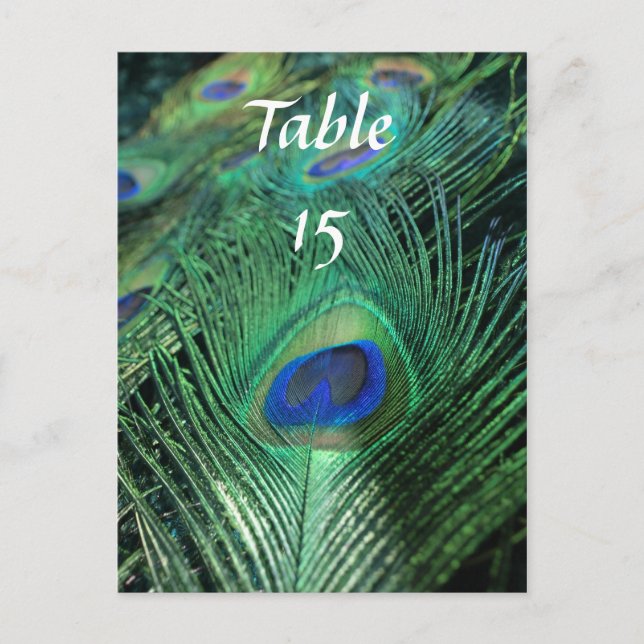 Peacock Feathers Wedding Table Numbers (Front)