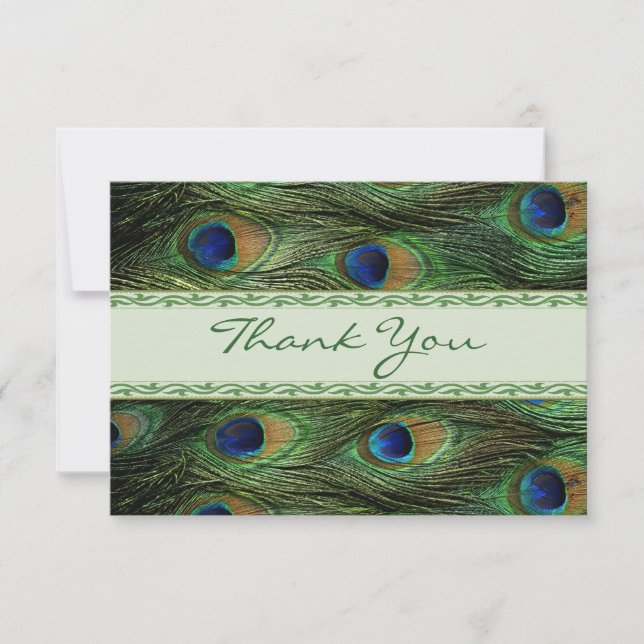 Peacock feathers Wedding Thank you (Front)