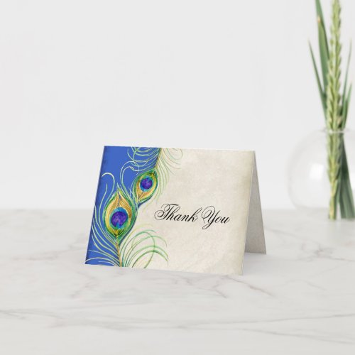 Peacock Feathers Wedding Thank You Note Cards