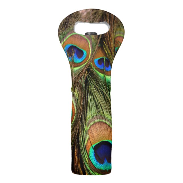 Peacock Feathers Wine Tote (Back)