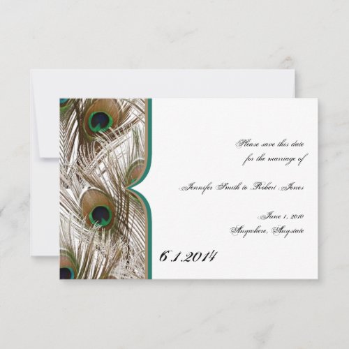 Peacock Feathers with Double Frame Save the Date