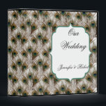 Peacock Feathers with Double Frame Wedding Album 3 Ring Binder<br><div class="desc">This beautiful design, called Peacock Feathers with a Double Frame, would be a dramatic way to set the tone for your modern but elegant wedding or event. The background is a pattern created from three beautiful peacock feathers. There is a frame bordered in two colors: gold and teal. This set...</div>