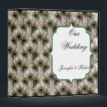 Peacock Feathers with Double Frame Wedding Album 3 Ring Binder<br><div class="desc">This beautiful design, called Peacock Feathers with a Double Frame, would be a dramatic way to set the tone for your modern but elegant wedding or event. The background is a pattern created from three beautiful peacock feathers. There is a frame bordered in two colors: gold and teal. This set...</div>