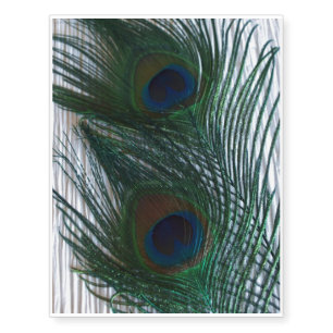 Peacock Feathers with White Temporary Tattoos