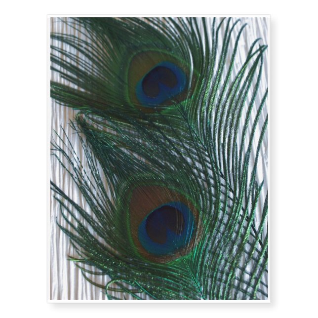 Peacock Feathers with White Temporary Tattoos (Front)