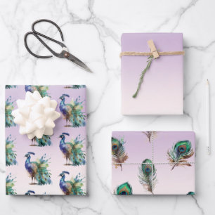 Peacock Feathers Wrapping Paper Sheets