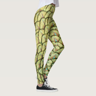 Peacock Feathers Yellow Pattern Legging