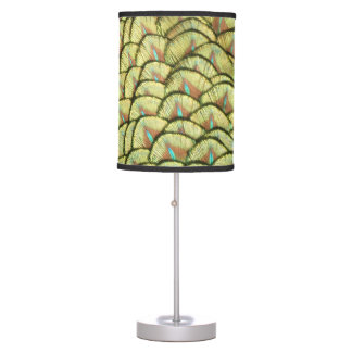 Peacock Feathers Yellow Pattern Table Lamp