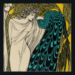 Peacock Fine Art Bird Nouveau<br><div class="desc">Peacock Bird - This beautiful art nouveau image is an early 20th century fine art print showing a peacock and a figure,  with stylized design. Fine art print painting artwork.</div>