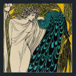 Peacock Fine Art Bird Nouveau<br><div class="desc">Peacock Bird - This beautiful art nouveau image is an early 20th century fine art print showing a peacock and a figure,  with stylized design. Fine art print painting artwork.</div>