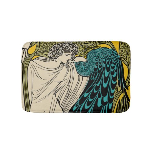 Peacock Fine Art Bird Nouveau Bath Mat