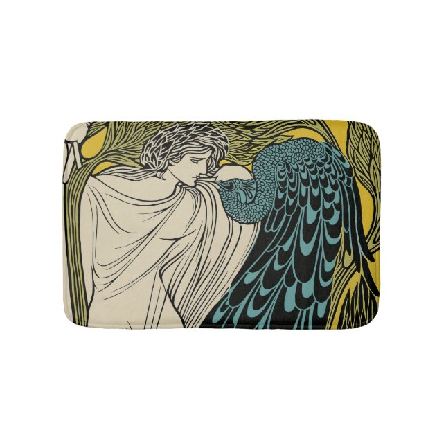 Peacock Fine Art Bird Nouveau Bath Mat (Front)