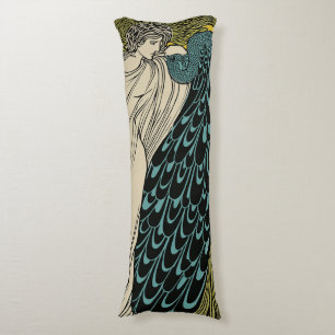 Peacock Fine Art Bird Nouveau Body Pillow