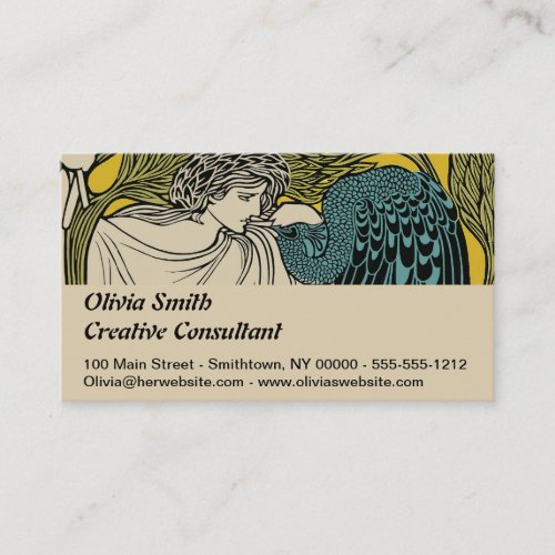 Peacock Fine Art Bird Nouveau Business Card